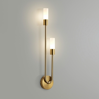 2 Lights Post Modern Metal Wall Sconce in Copper Color for Hallway and Bedroom