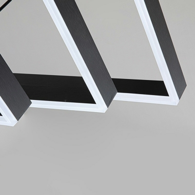 3 Lights Minimalist Style Square Shape Metal Pendant Chandelier