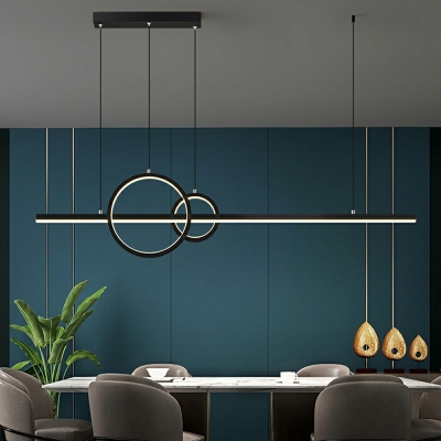 3 Lights Modernist Style Linear Shape Metal Chandelier Light Fixtures