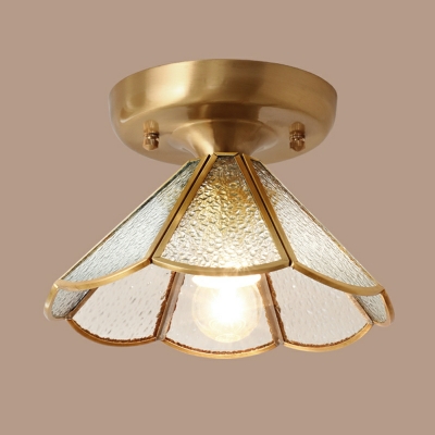American Copper Glass Flushmount Ceiling Light 1 Light for Aisle and Balcony