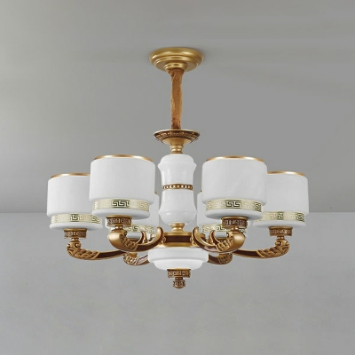 American Style Chandelier Lighting Fixtures Glass Drum for Living Room