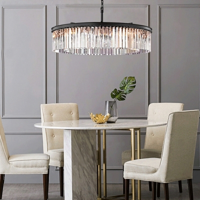 American Style Retro Crystal Bar Chandelier Round Shape for Bedroom and Living Room