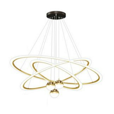Contemporary Chandelier Lighting Fixtures LED Linear Metal for Living Room