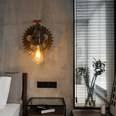Industrial Metal Flush Mount Wall Sconce Vintage Basic for Living Room
