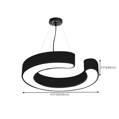 LED Creative C Shape Hanging Lamp with White Light for Office and Gym