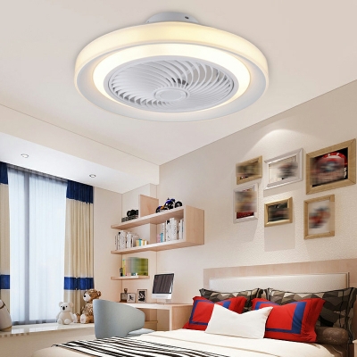 LED Minimalist Round Ceiling Mounted Fan Light for Living Room and Bedroom