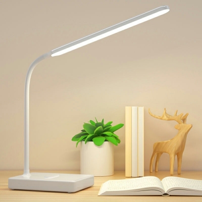 LED Minimalist White Desk Lamp with Third Gear for Bedroom and Study