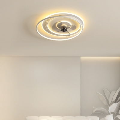 LED Simple Aluminum Round Ceiling Mounted Fan Light for Living Room and Bedroom