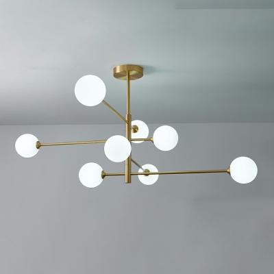 Minimalism Chandelier Lighting Fixtures Globe Glass and Metal for Living Room