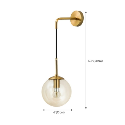 Minimalism Flush Mount Wall Sconce Metal and Globe Glass for Living Room