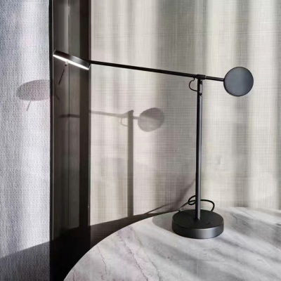 Minimalist Metal Long Rod Table Lamp in Black for Bedroom and Living Room