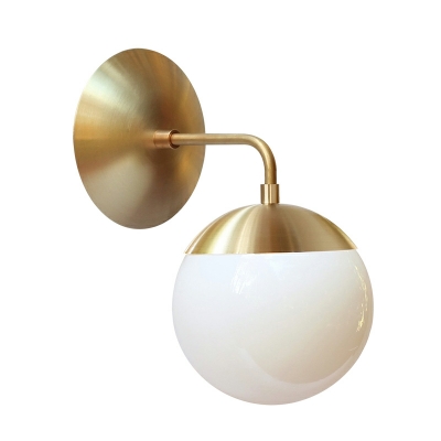 Minimalist Metal Wall Lamp with Glass Globe Lampshade for Living Room and Bedroom