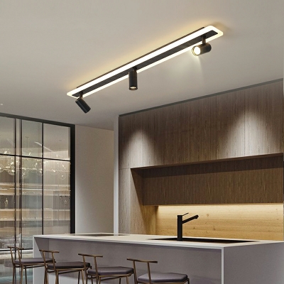 Modern LED Strip Ceiling Track Light in Black for Aisle and Cloakroom