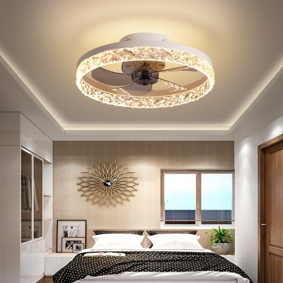 Modern Simple LED Round Ceiling Fan Light for Bedroom and Living Room