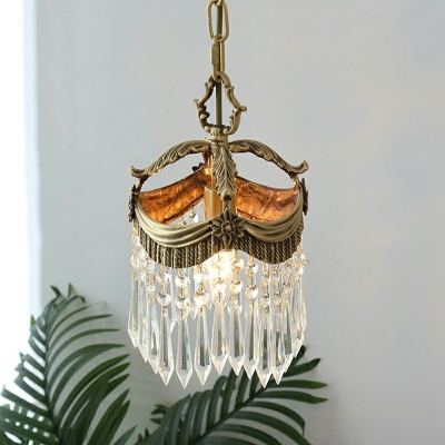 1 Light Contemporary Style Teardrop Shape Crystal Hanging Pendant Light
