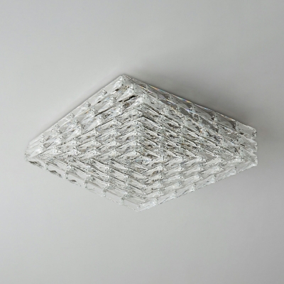 1 Light Minimalism Style Square Shape Crystal Flush Mount Light Fixture