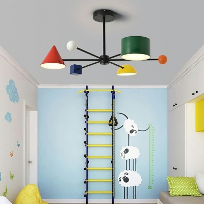 3 Lights Nordic Creative Macaron Color Chandelier for Bedroom