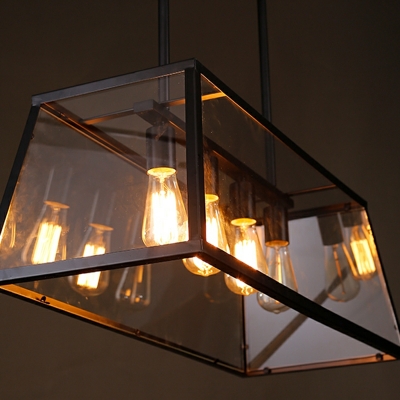 4 Lights Vintage Style Trapezoidal Shape Metal Island Pendant Lighting