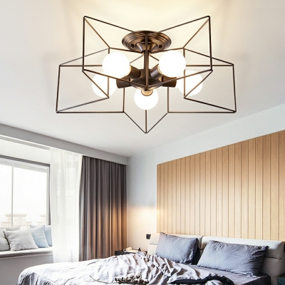 5 Lights Creative Iron Frame Pentagram Ceiling Light for Bedroom and Dining Room