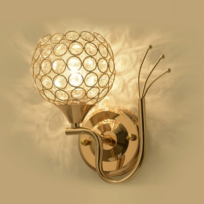 American Style Crystal Ball Wall Mount Fixture for Bedroom and Hallway
