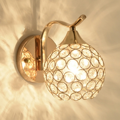 American Style Crystal Ball Wall Mount Fixture for Bedroom and Hallway