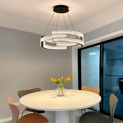 Crystal Linear Chandelier Lighting Fixture LED Minimalism for Dinning Room