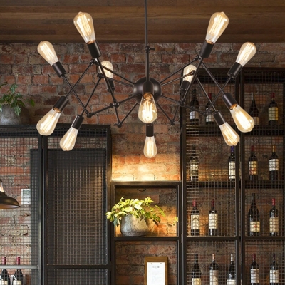 Industrial Style Retro Iron Spider Shape Chandelier for Restaurants and Bars