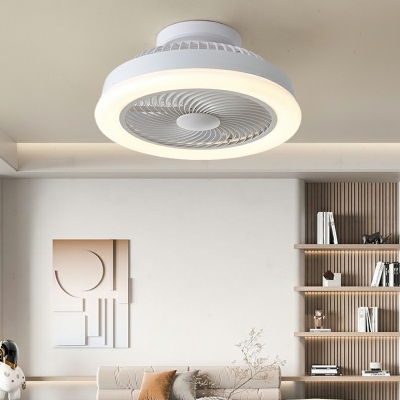LED Minimalist Round Ceiling Mounted Fan Light in White for Living Room and Bedroom
