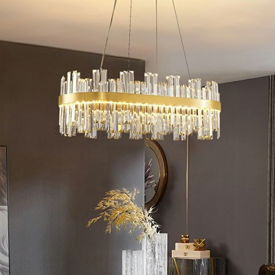 LED Modern Light Luxury Crystal Chandelier with Stepless Dimming for Living Room and Bedroom