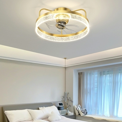 LED Modern Simple Aluminum Ceiling Mounted Fan Light for Bedroom and Dining Room