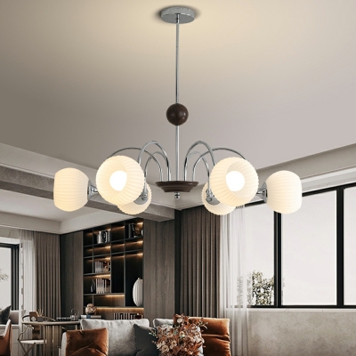 Medieval Style Chandelier with White Glass Shade for Living Room and Dining Room