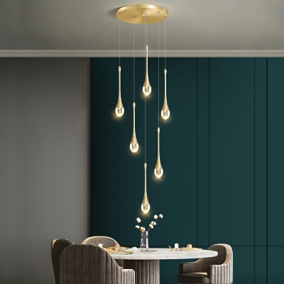 Minimalism Hanging Pendant Lights Teardrops Crystal for Living Room