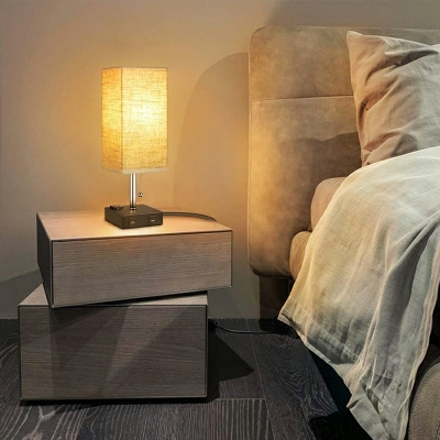 Rectangle Farbic Night Table Lamps Contemporary Basic for Bedroom