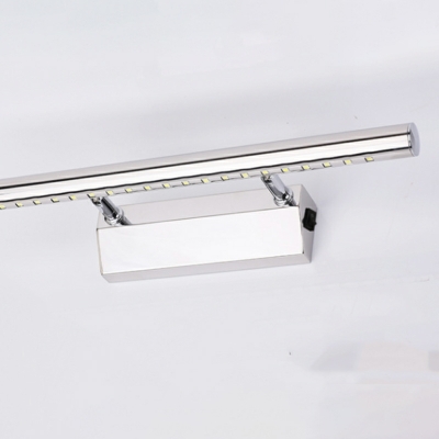 Simple LED Stainless Steel Adjustable Anti-fog Vanity Light in Silver for Bathroom