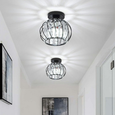 1 Light American Minimalist Crystal Ceiling Light Fixture for Corridor and Balcony