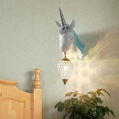 1 Light Kids Style Unicorn Shape Metal Wall Mounted Light Fixture