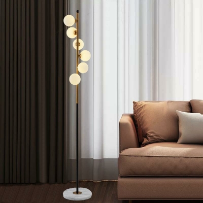 6 Lights Simplistic Style Ball Shape Metal Standing Floor Lights for Living Room
