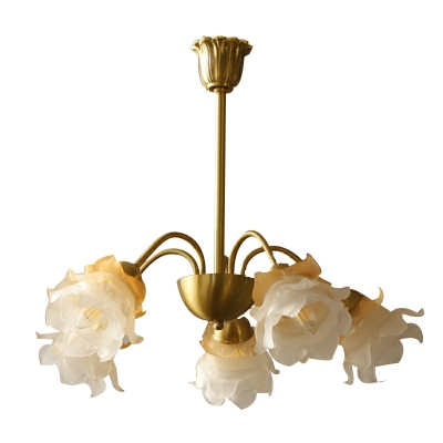 6 Lights Traditional Style Flower Shape Metal Pendant Chandelier