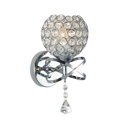 American Retro Crystal Wall Mount Fixture in Chrome for Bedroom and Entrance