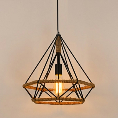 Industrial Style Retro Hemp Rope Wrought Iron Pendant Lamp for Restaurant and Bar