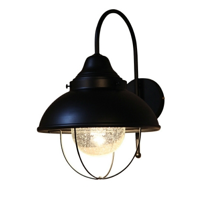 Industrial Style Wrought Iron Wall Light in Black for Outdoor and Balcony
