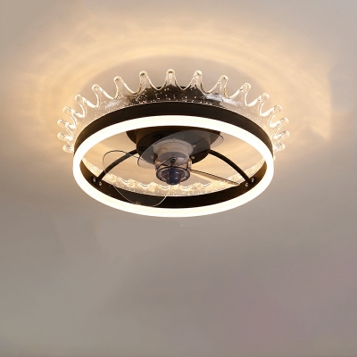 LED Creative Round Ceiling Mounted Fan Light for Living Room and Bedroom