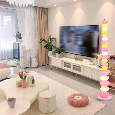LED Linear Floor Lamps Simplicity Pink Glass Basic for Living Room