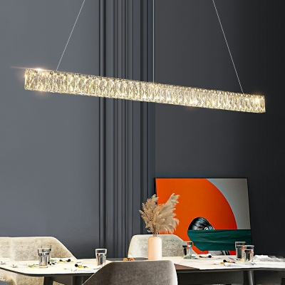 LED Minimalism Island Chandelier Lights Crystal Linear for Dinning Room