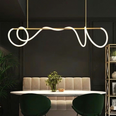 Minimalism Island Lighting Fixtures Gold LED Linear for Dinning Room