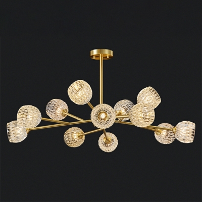 Nordic Creative Crystal Glass Chandelier in Brass for Dining Room and Living Room