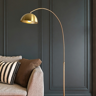Nordic Minimalist Metal Arc Floor Lamp in Gold for Living Room and Bedroom