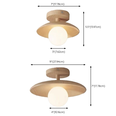 Nordic Minimalist Wooden Small Ceiling Light Fixture for Corridors and Balconies