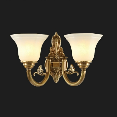 Traditional Wall Mounted Vanity Lights American White Glass for Living Room