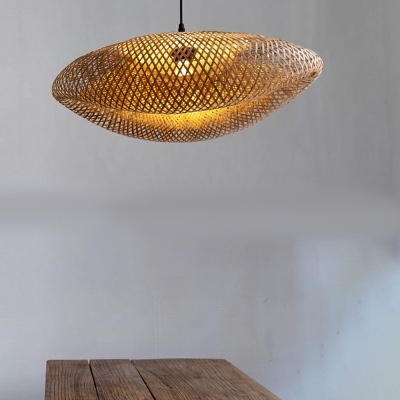 1 Light Minimalism Style Geometric Shape Rattan Hanging Pendant Light